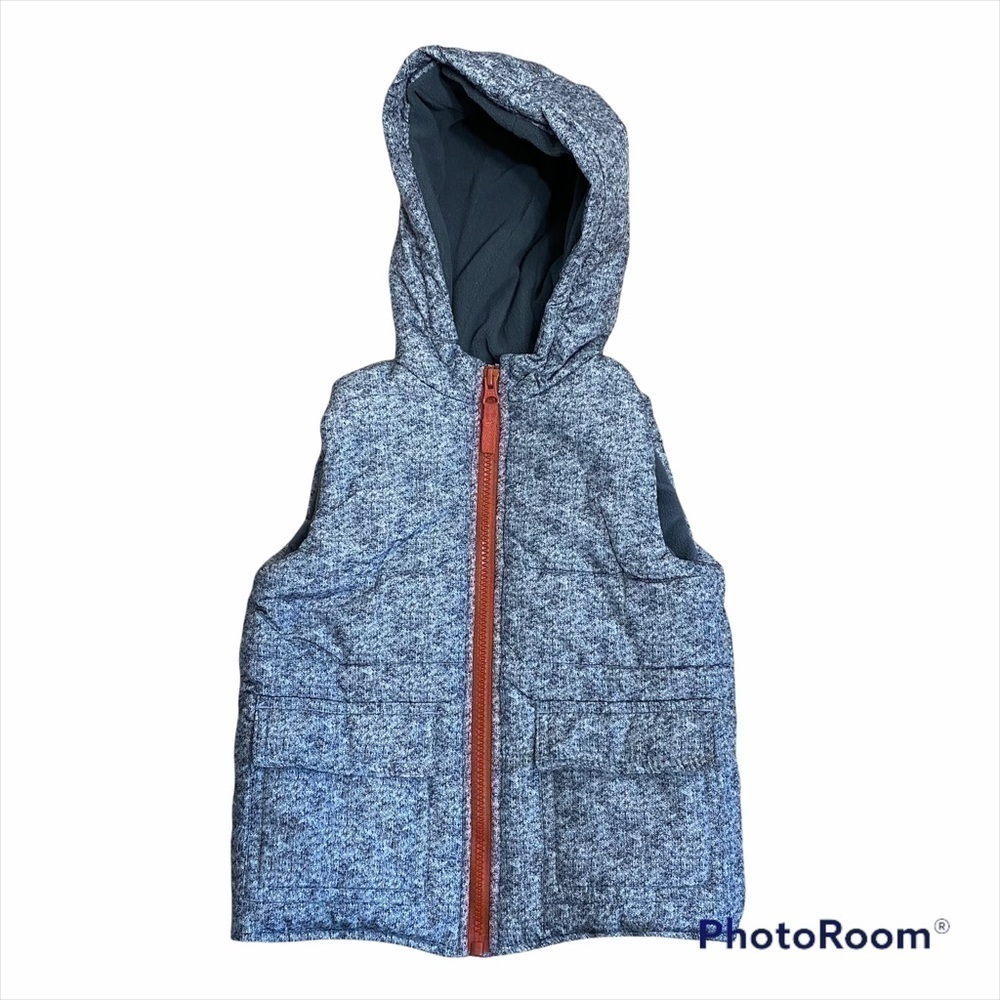 Little Me Gray Hooded Full Zip Vest Sz 3T Kids Toddler